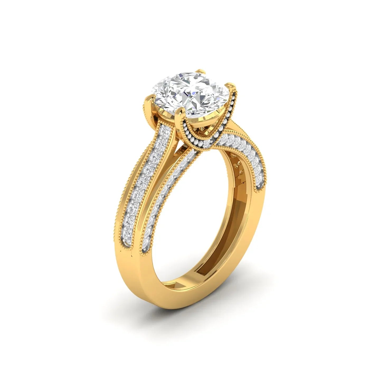 Classic Diamond Engagement Ring with Pave Band