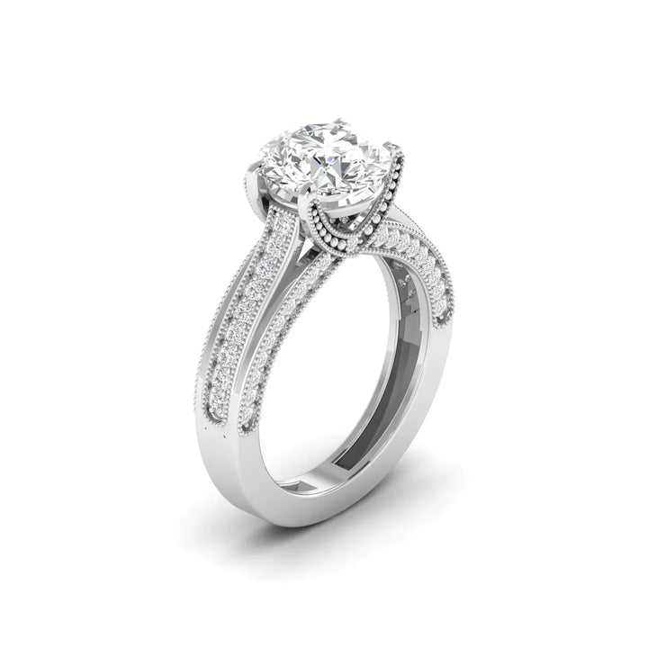 Classic Diamond Engagement Ring with Pave Band
