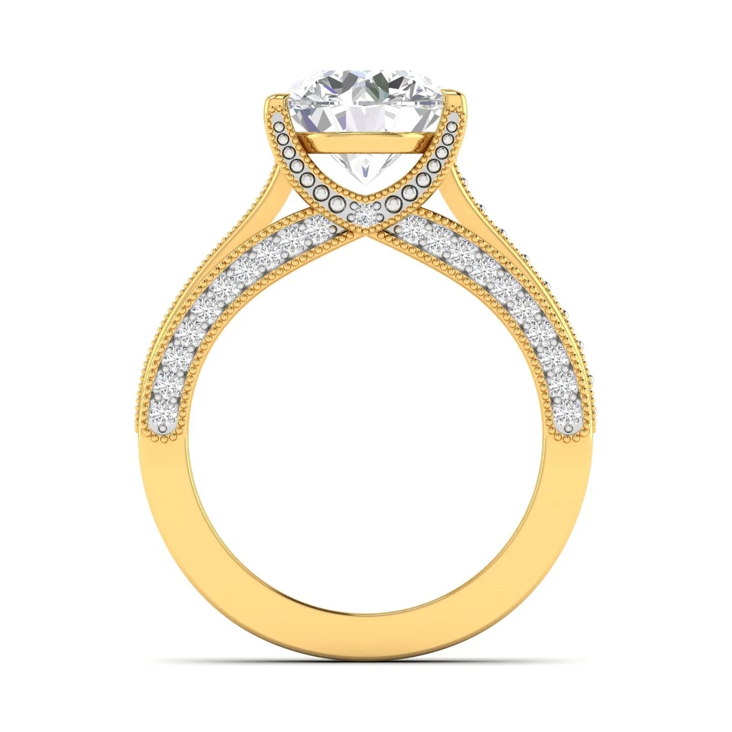 Classic Diamond Engagement Ring with Pave Band