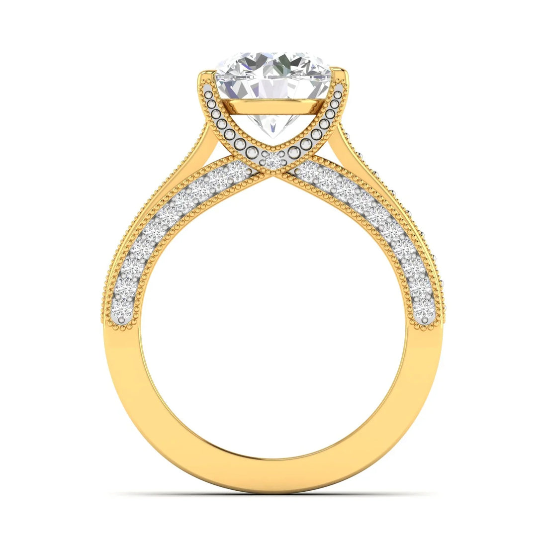 Classic Diamond Engagement Ring with Pave Band
