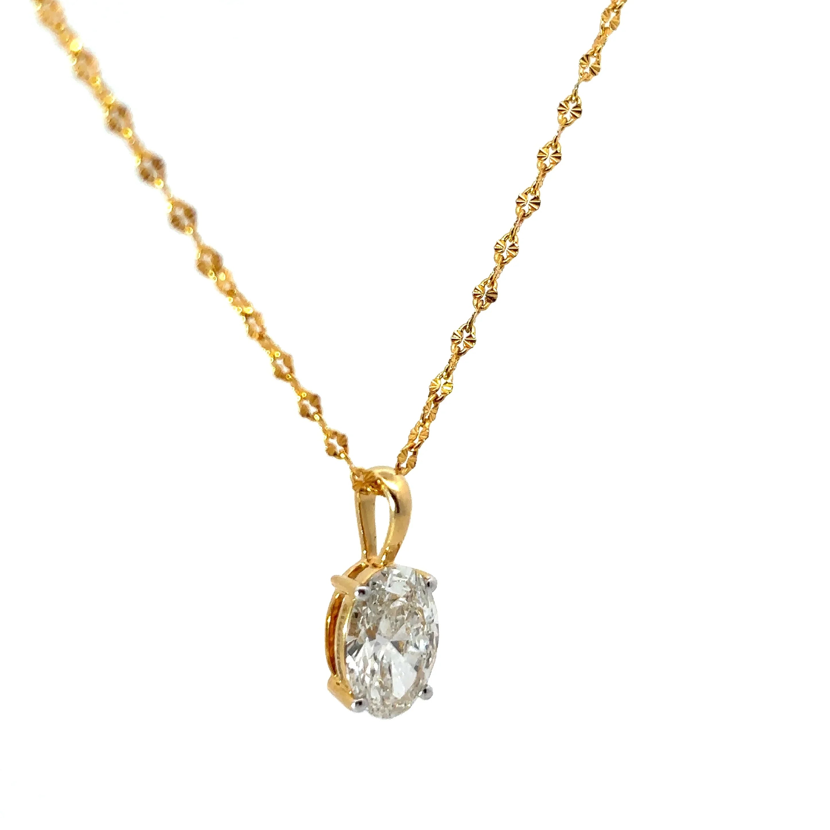 Oval-Cut Lab-Grown Diamond Solitaire Pendant in Gold