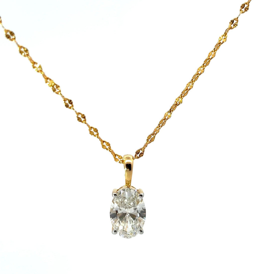 Oval-Cut Lab-Grown Diamond Solitaire Pendant in Gold