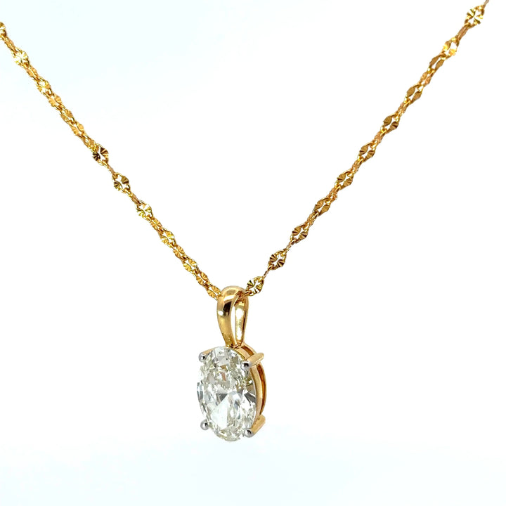 Oval-Cut Lab-Grown Diamond Solitaire Pendant in Gold