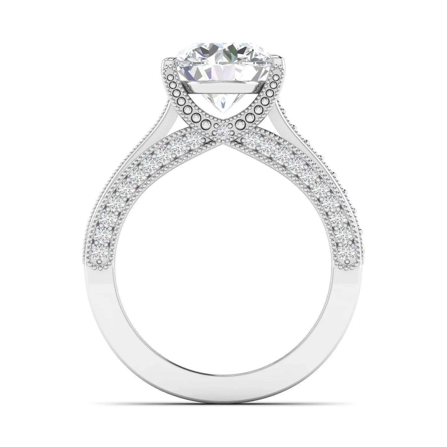 Classic Diamond Engagement Ring with Pave Band
