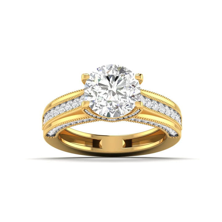 Classic Diamond Engagement Ring with Pave Band