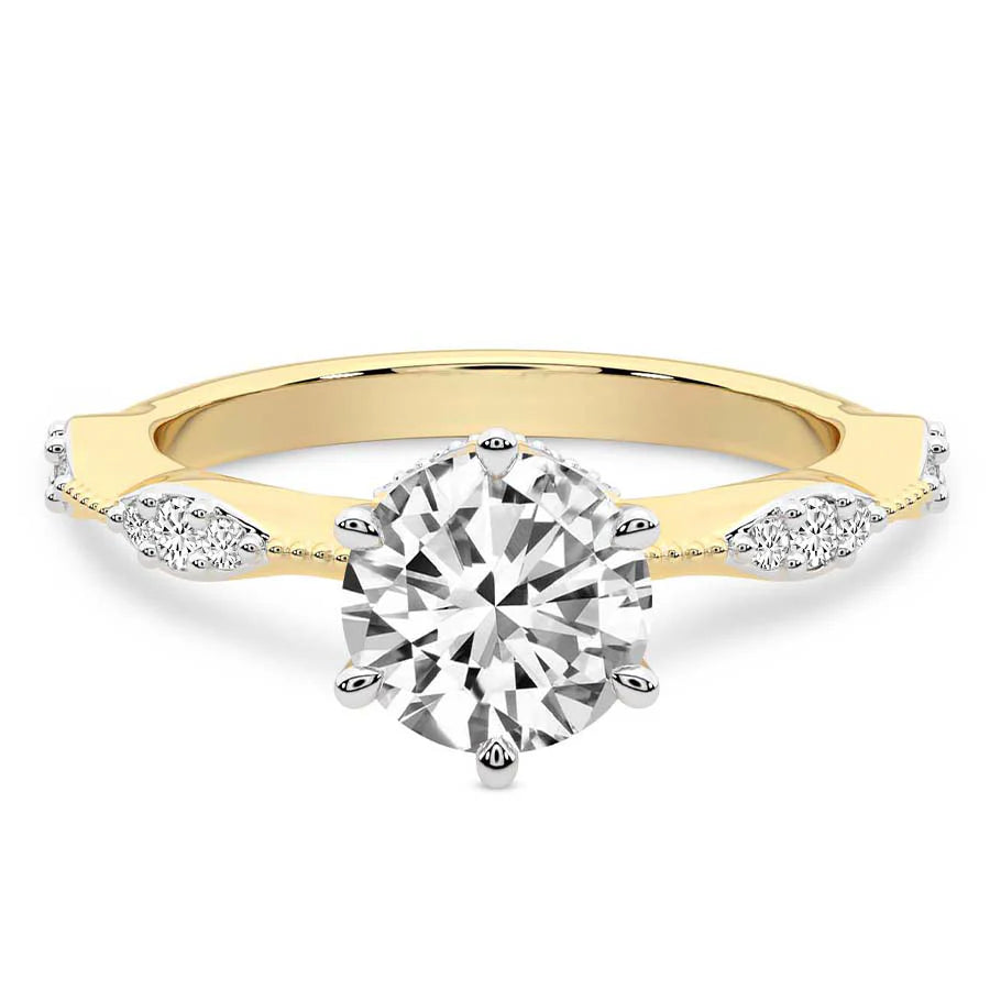 Theodora Six Prong Side Stone Lab Diamond Ring