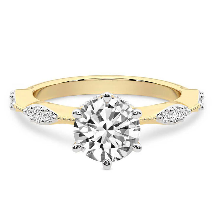 Theodora Six Prong Side Stone Lab Diamond Ring