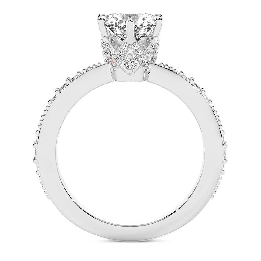 Theodora Six Prong Side Stone Lab Diamond Ring