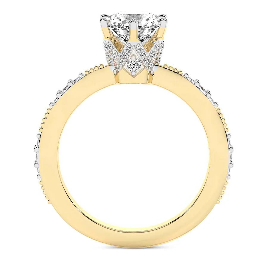 Theodora Six Prong Side Stone Lab Diamond Ring