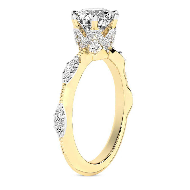 Theodora Six Prong Side Stone Lab Diamond Ring